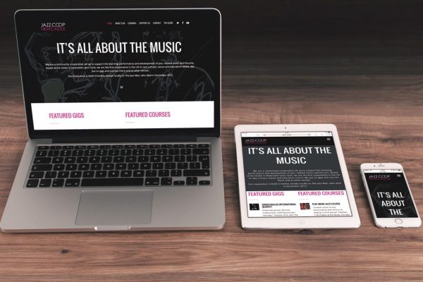 Jazz Coop website on laptop, tablet and mobile